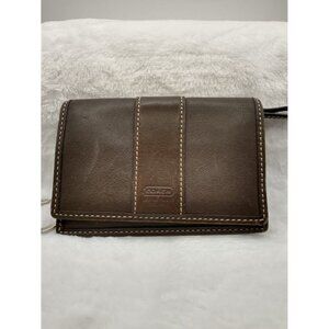 Coach Brown Leather Womens Snap Wallet With Key Ring